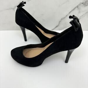 Torrid Womens Vegan Suede Pump Heels Size 8.5 Wide Dressy Bow Black